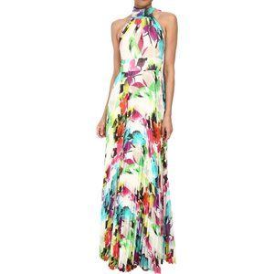 Women's Halter Maxi Pleater W/ Inset Waist size 4 multicolor